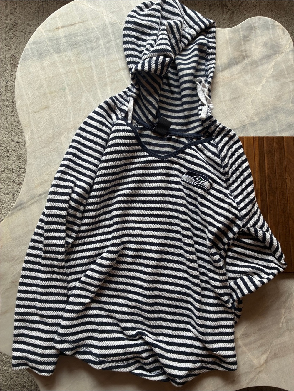 NFL  Black & White Striped Crewneck Hoodie